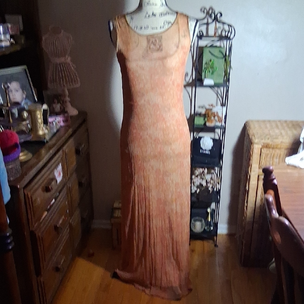 La Belle Orange Sheer Y2K Sleeveless Boho Dress Size M - Picture 15 of 16